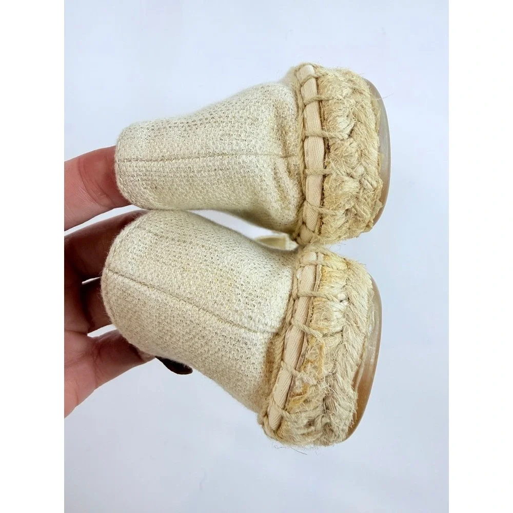 Sperry Espadrille Flats Women 8M Beige Canvas Slip‎ On Jute Sole STS95780